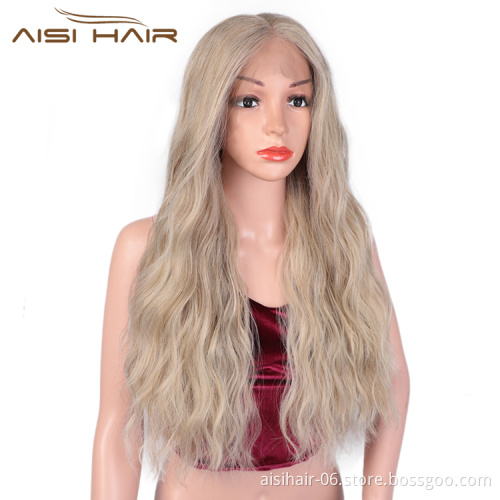 Aisi Hair Top Quality Long Wavy Blonde Wig Synthetic Lace Frontal Wig Body Wave Front Lace Hair Wigs For Black White Women